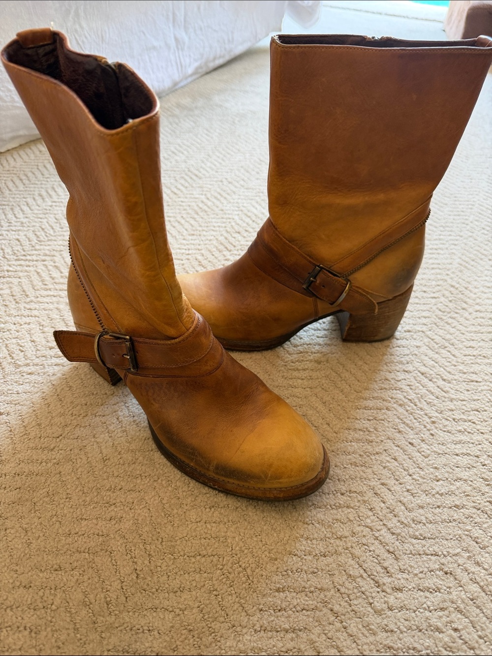 Vintage Patrica Nast leather Carmel ankle boots size 41 fits size 10- 10 1/2